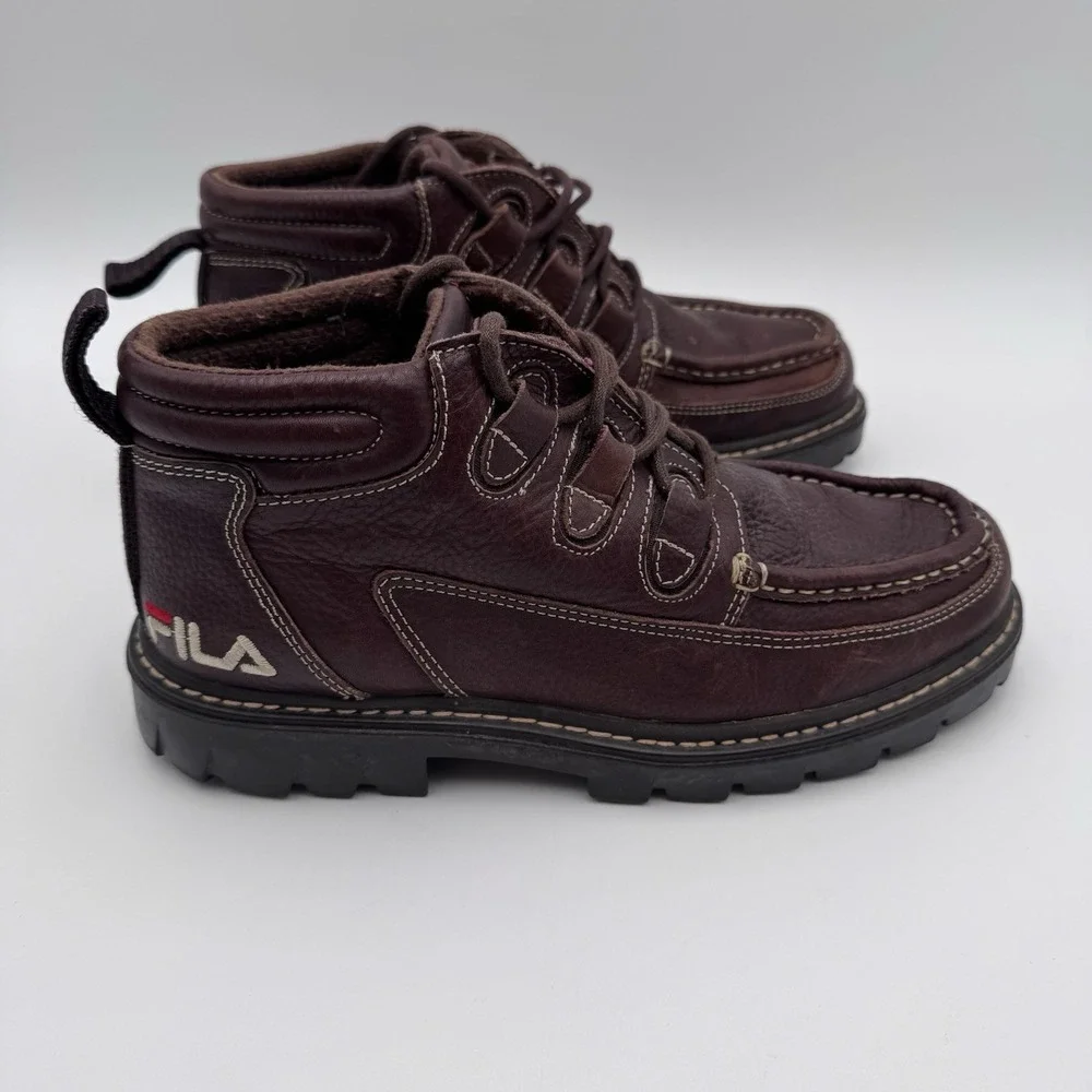 VTG 90s FILA Brown Leather‎ Men's 9.5 Chukka Boots Shoes Made In Spain **RARE**